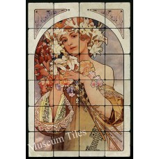 16x24 Alphonse Mucha FLOWER Art Nouveau Tumbled Marble Tiles   322033296428